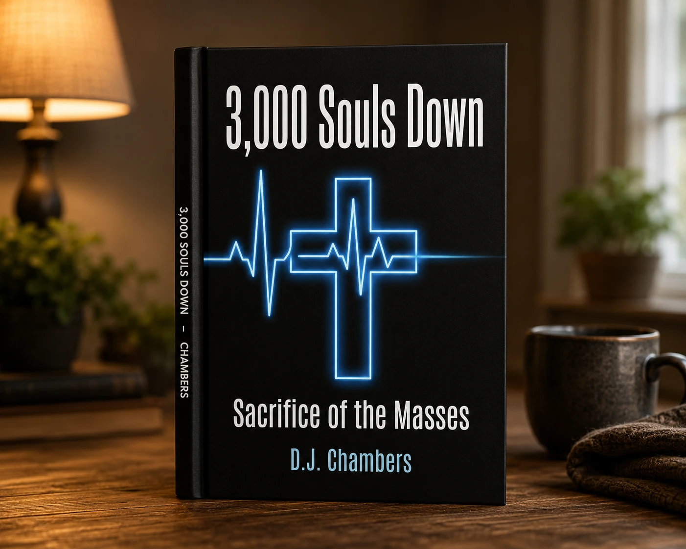 Copy of 3,000 Souls Down sitting on table in elegant setting.