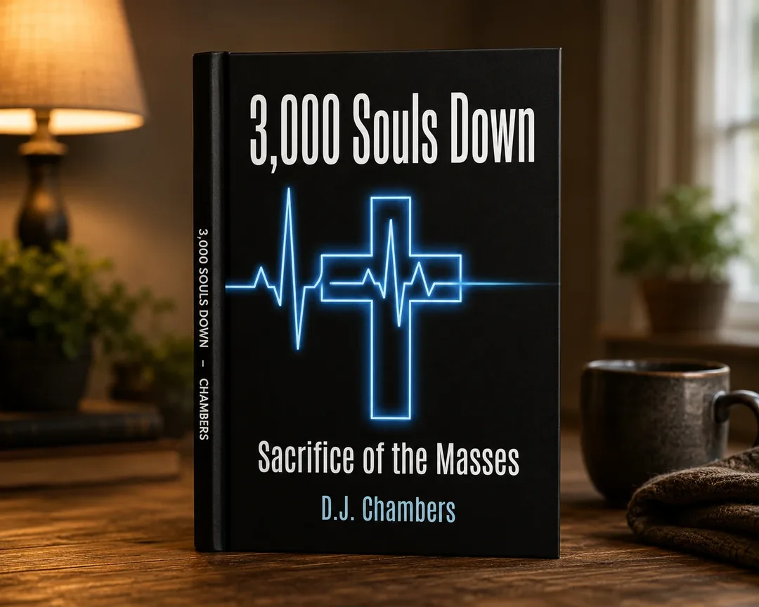 Copy of 3,000 Souls Down sitting on table in elegant setting.