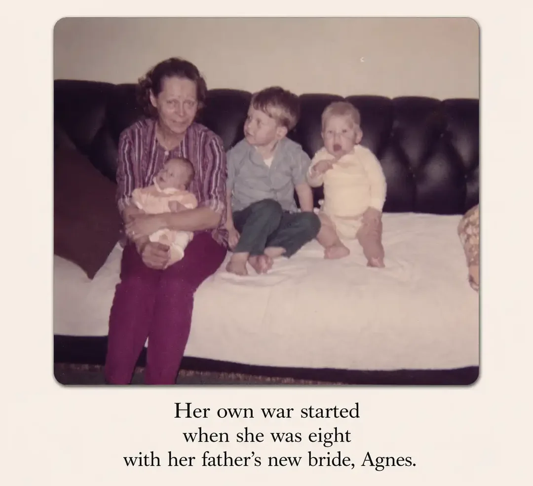 Agnes, my brothers and I. Four,  14 months, 2 months. 
