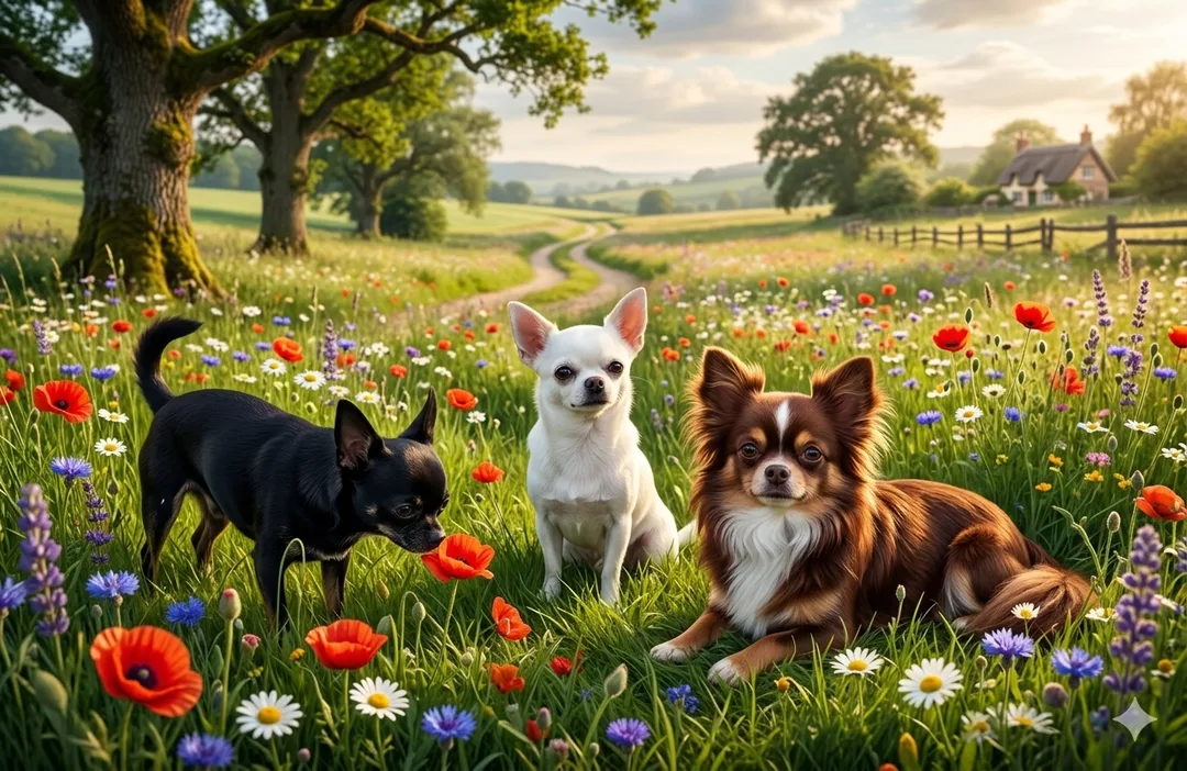 Bella with her aunt and uncle in a beautiful field of flowers.