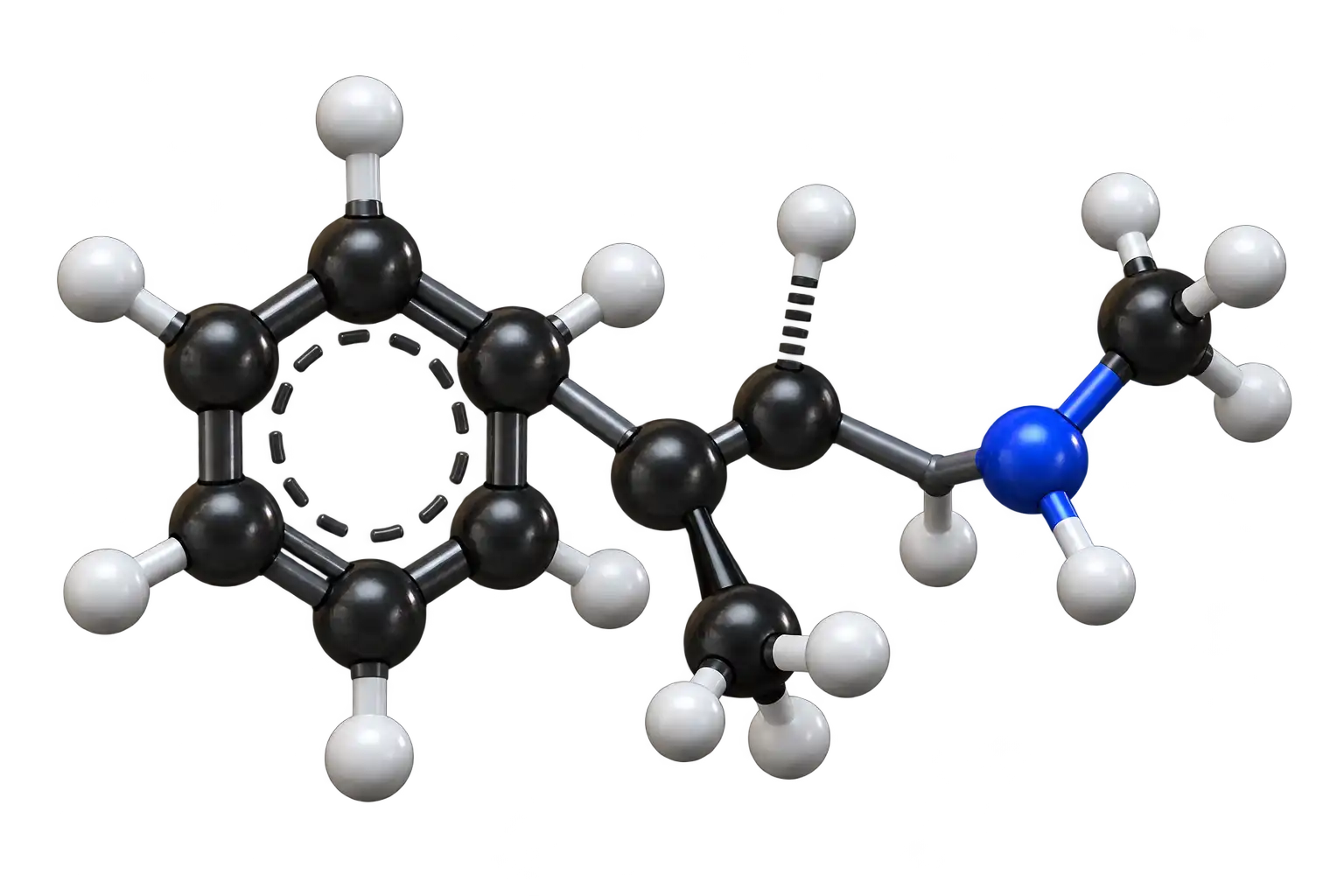 Molecular model of Methamphetamine.