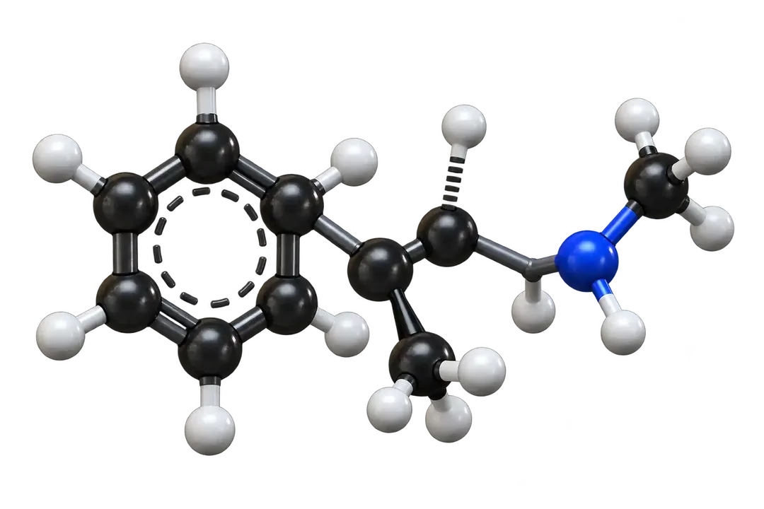 Molecular model of Methamphetamine.