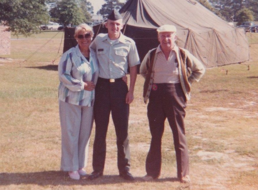 My grandparents and me at basic training graduation, Fort Jackson, NC, 1986.
