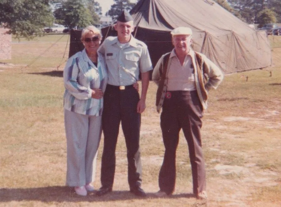 My grandparents and me at basic training graduation, Fort Jackson, NC, 1986.