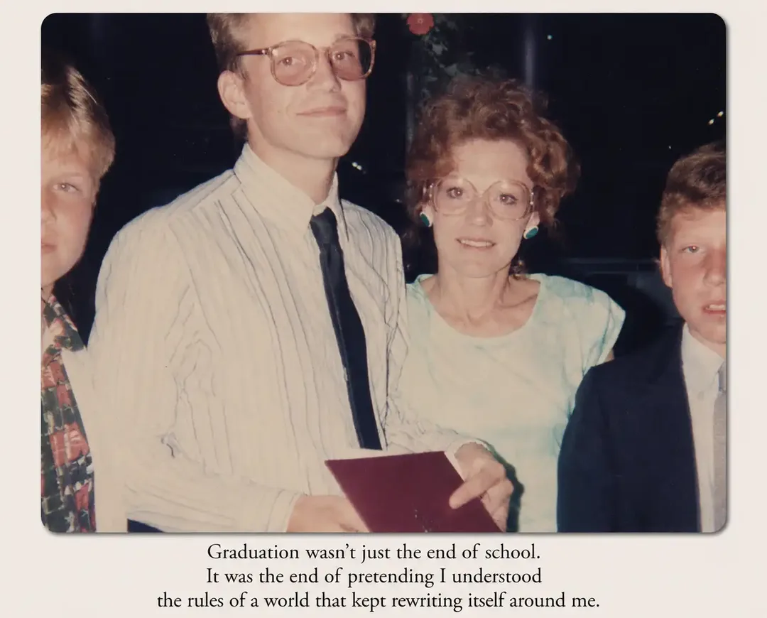 My high school graduation photo with Mom, Rick, and Sean.