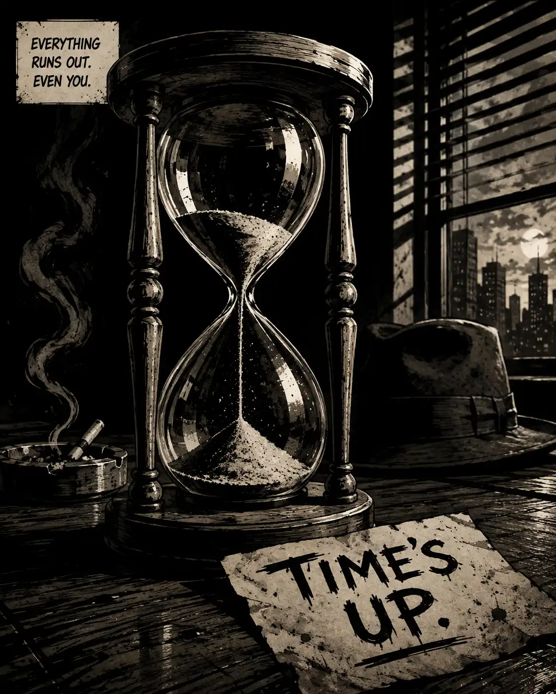 Sand hour glass, times up.