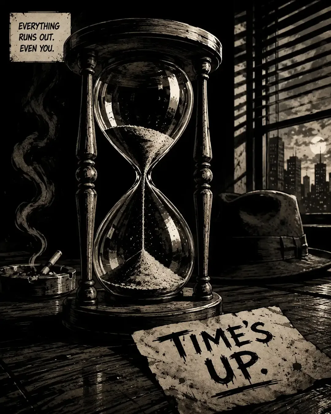 Sand hour glass, times up.